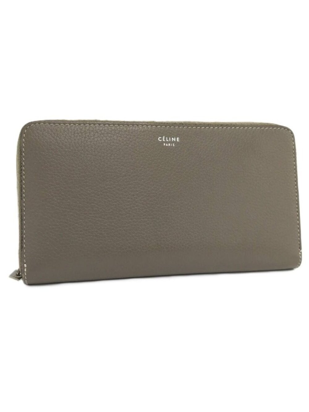 Celine Large Zip Around Wallet Leather Khaki